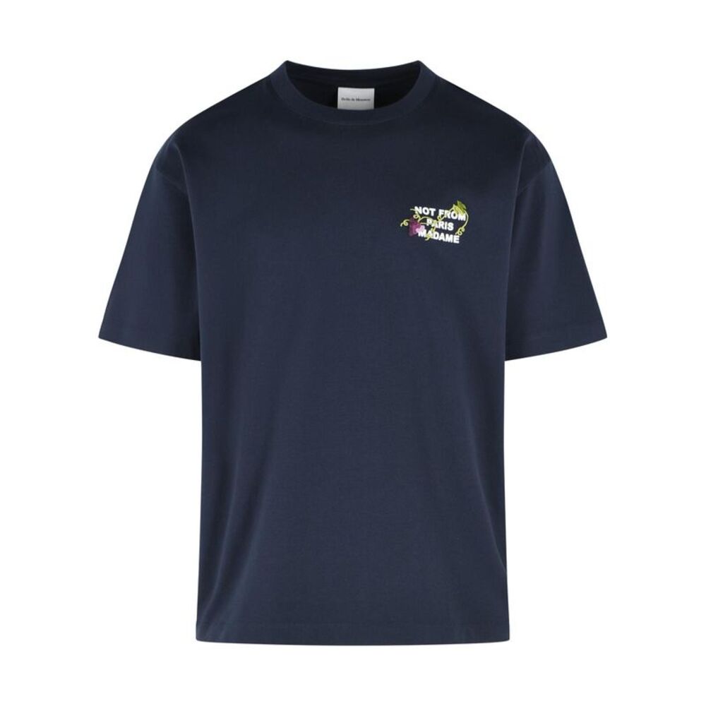 Drole De Monsieur 'Vine Slogan' Navy Cotton T-Shirt Men